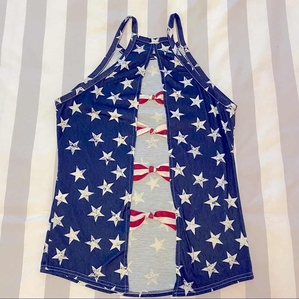 American Flag Star and Bow Tank Top Size S